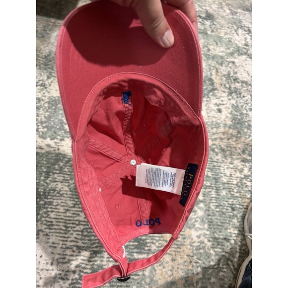 Vtg 90s Polo Ralph Lauren Pony Logo Pink Hat Strapback Cap Adjustable One Size - Picture 4 of 5